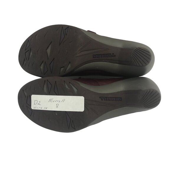 Merrell Mary Jane Heel Women 8 Burgundy Leather Worn 1X - Picture 9 of 10